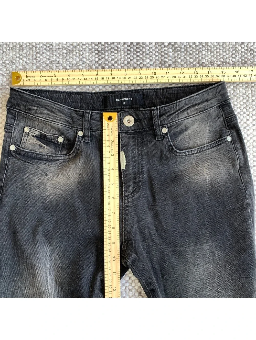 Represent Men's Essential Rust Slim Jeans Size 30 Black